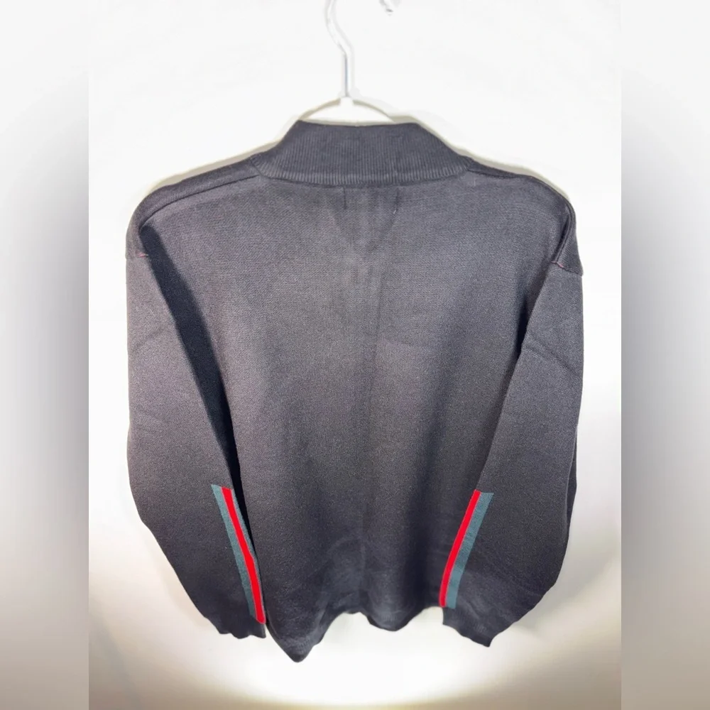 Designer Pazo Mens Black zip up Big/Tall Sweater with Stripes size 2xl NWT